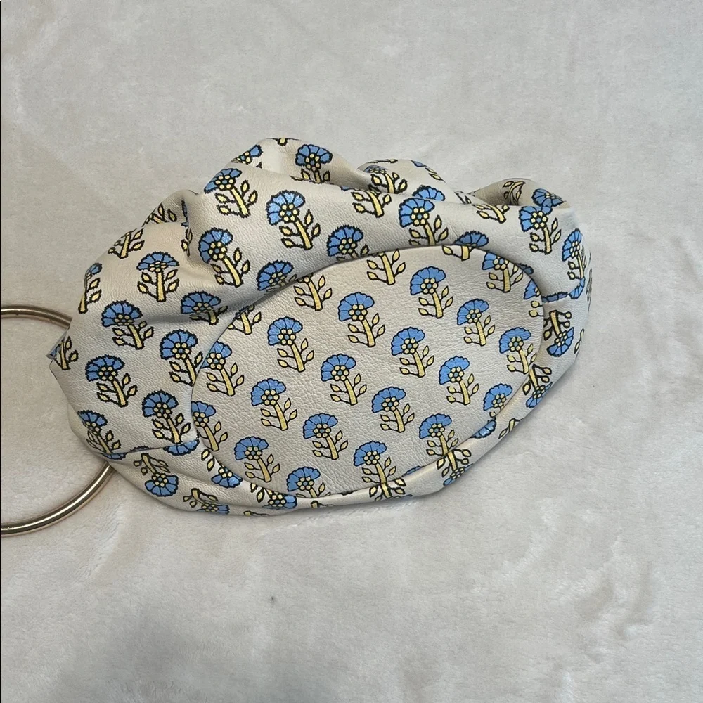 Anthropologie LLani Kavi Wristlet Bag – Botanical Print with Brass Ring